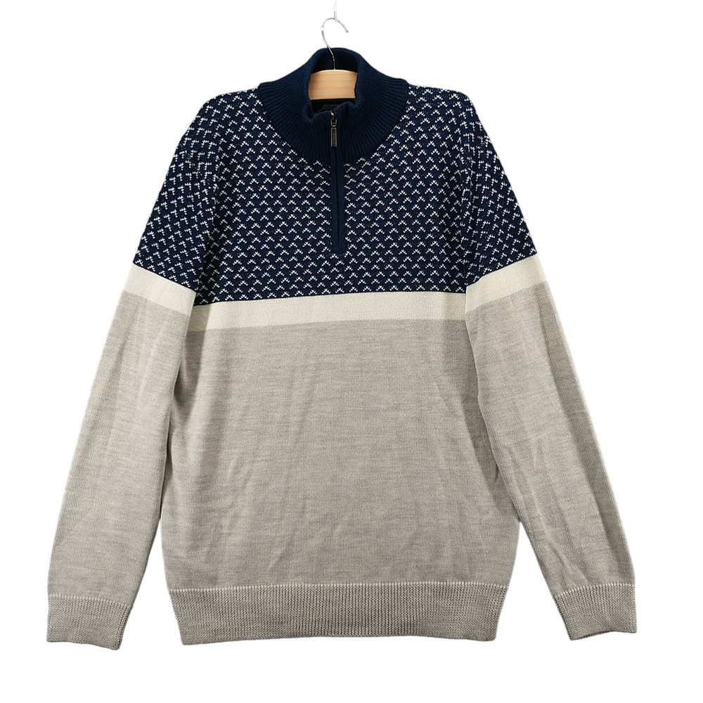 Jeremy Argyle Men's 1/4 Zip Pullover Knit Sweater Multi XL Colorblock Wool Blend
